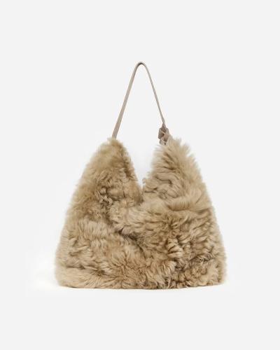 Shearling-Suede Tote Bag