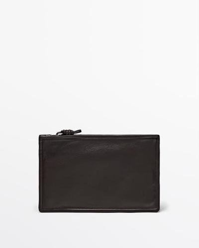Small Nappa Leather Pouch With Button
