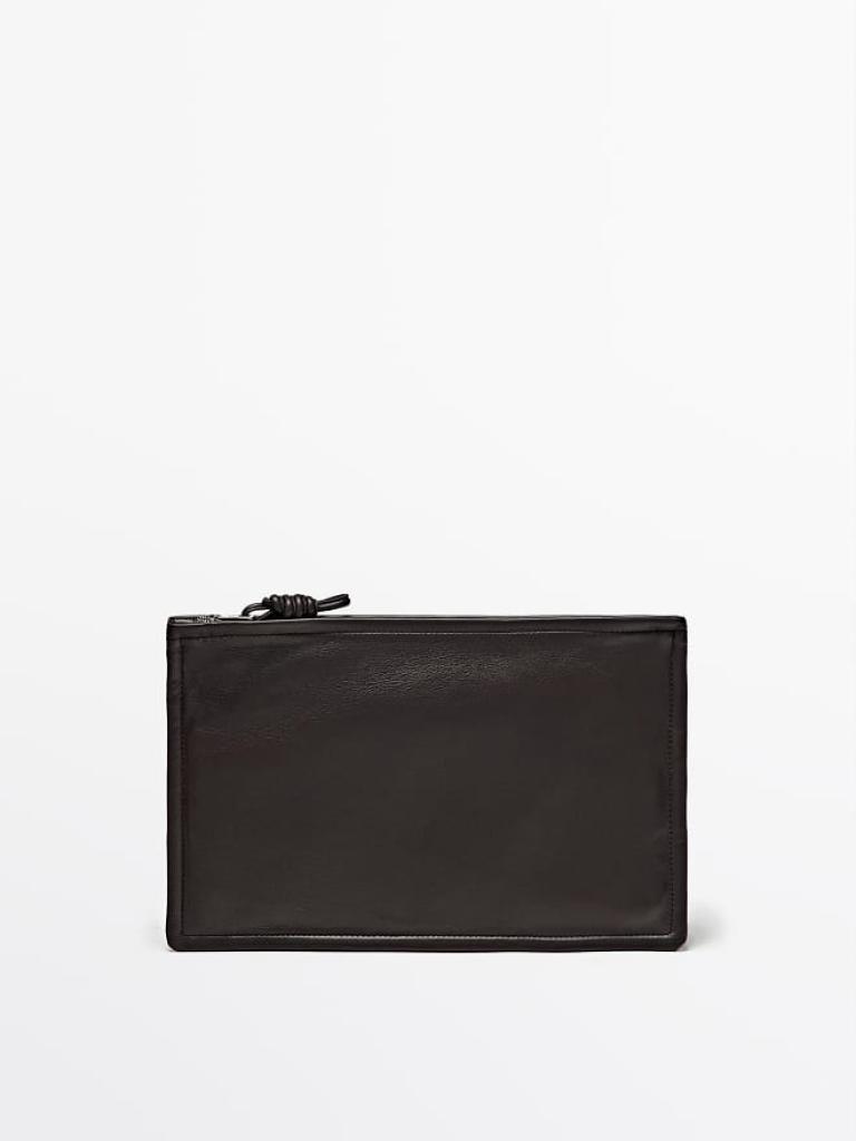 Small Nappa Leather Pouch With Button